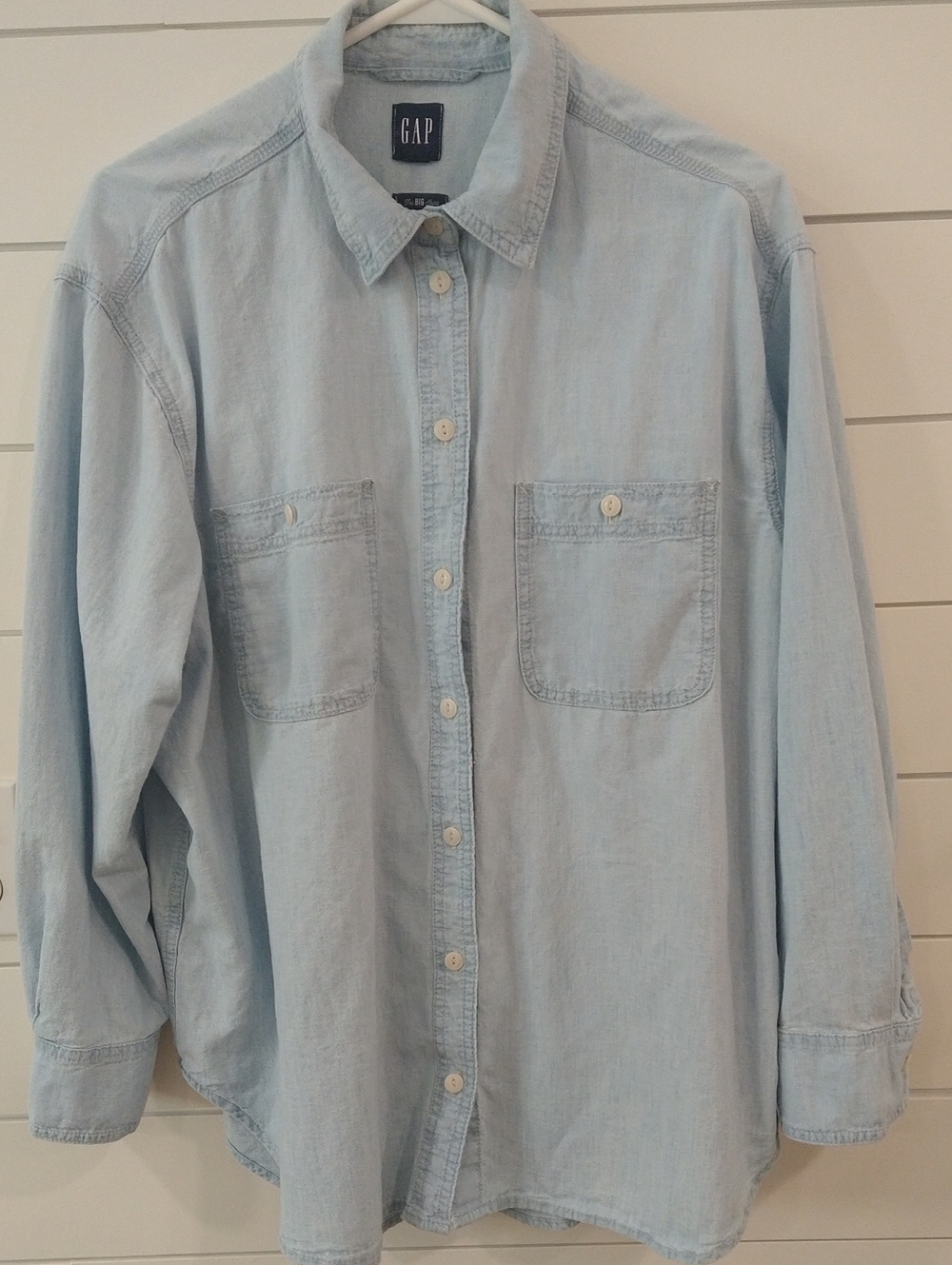 GAP Light Blue Denim Chambray Oversized Button-Down Shirt M